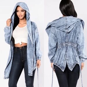 Fashion Nova hooded denim jacket